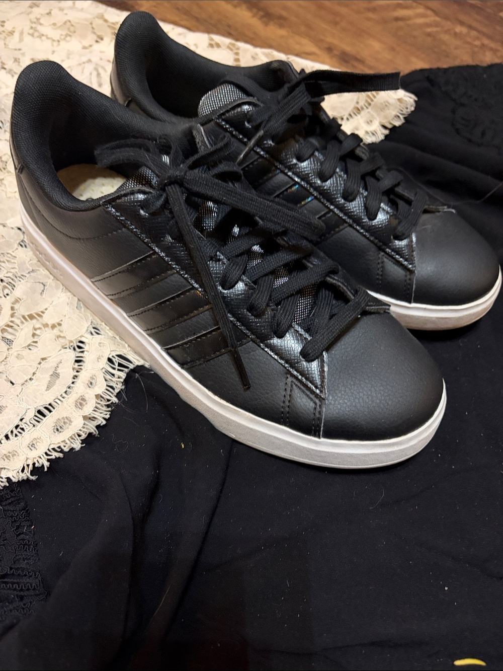 adidas Black Low-Top Sneakers with White Sole
